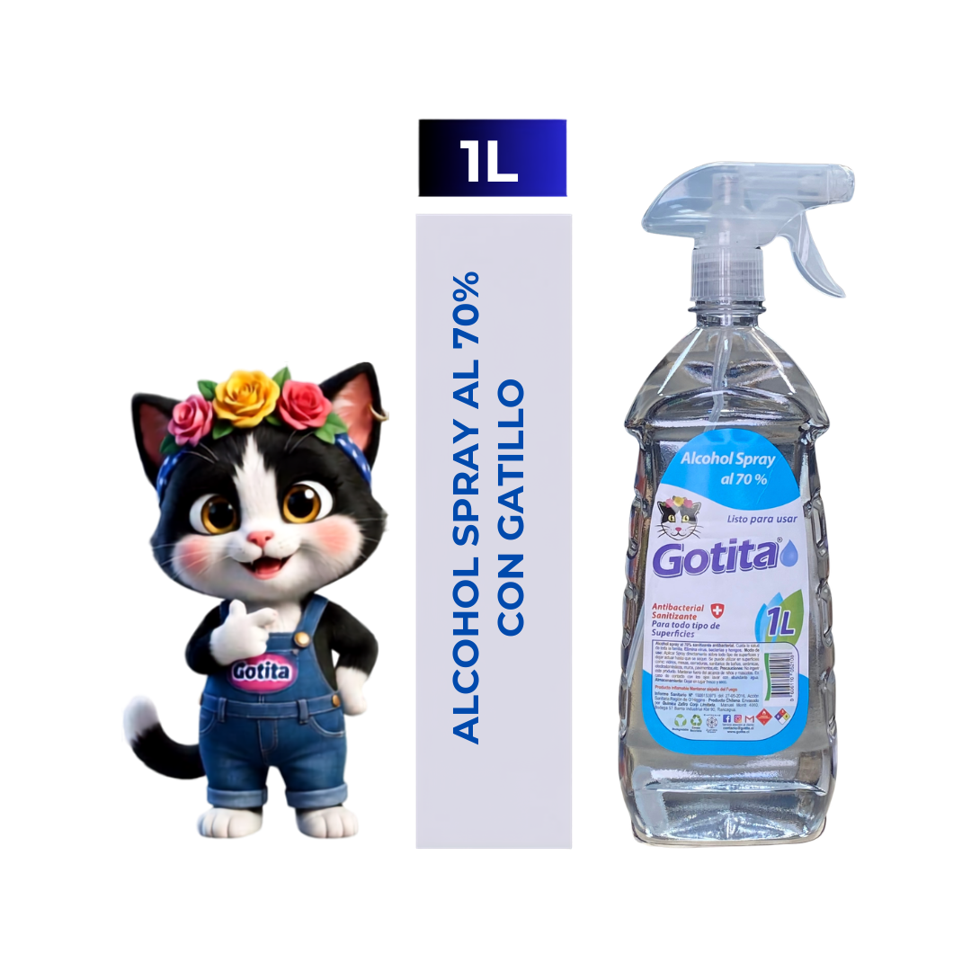 Alcohol  70% Sanitizante 1 litros con gatillo